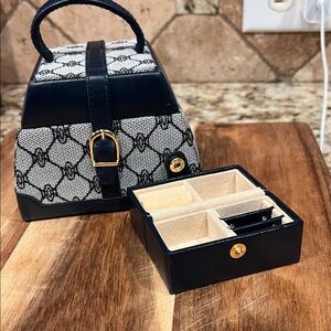 Vtg Mini Train Case Jewelry Organizer